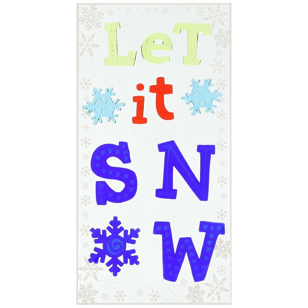 NEW Christmas Winter Let it SNOW window Gel Clings 12 pcs Snowflakes Decorations